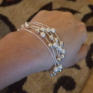 Beautiful Sterling Silver Stamped Beaded Bracelet